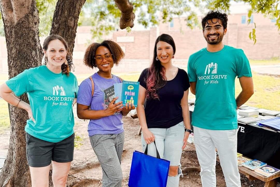 Volunteers at book drive